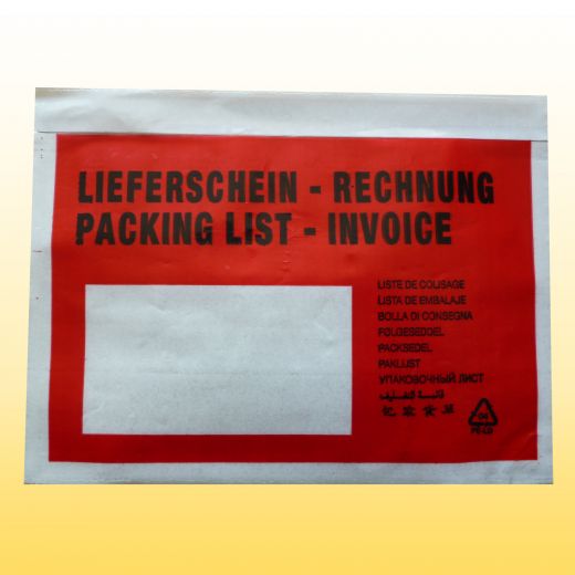 2000 St�ck Dokumententaschen C6 - Lieferschein/Rechnung mehrsprachig